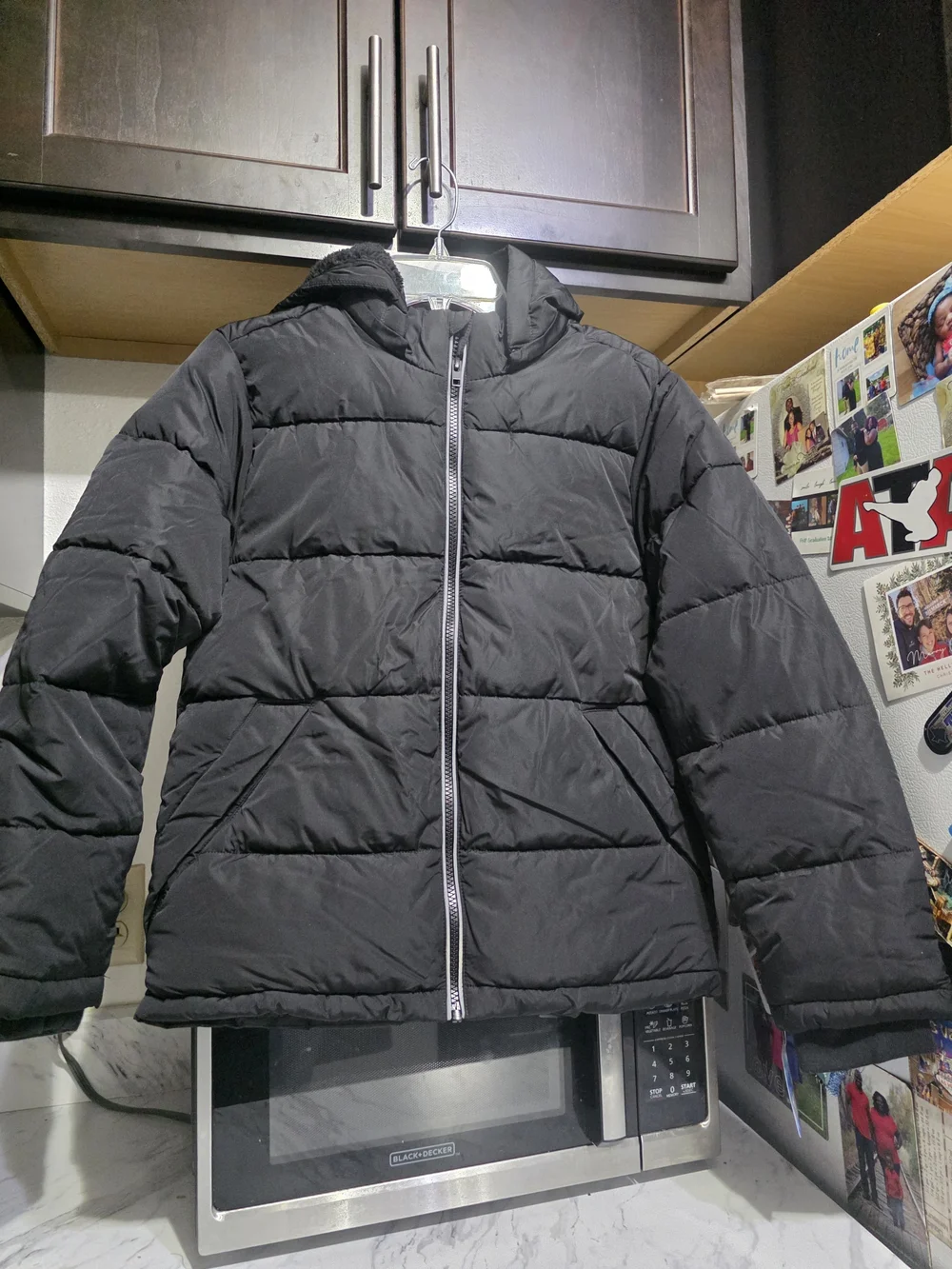 Members Mark Kids Black Puffer Jacket with Hood Boys 10/12